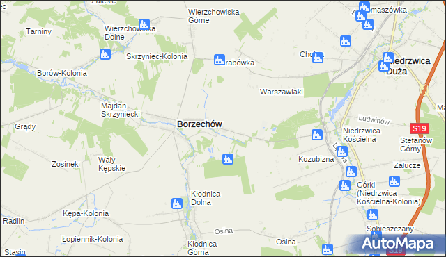 mapa Borzechów-Kolonia, Borzechów-Kolonia na mapie Targeo