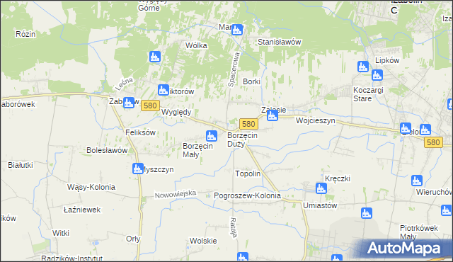 mapa Borzęcin Duży, Borzęcin Duży na mapie Targeo