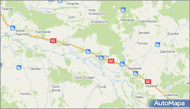 mapa Borzychy, Borzychy na mapie Targeo