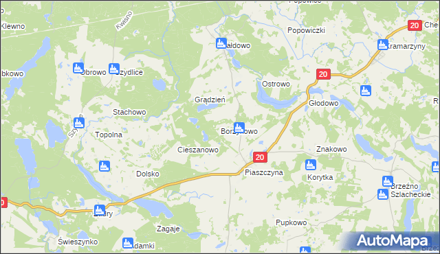mapa Borzykowo gmina Miastko, Borzykowo gmina Miastko na mapie Targeo