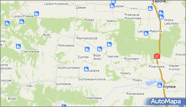 mapa Boża Wola gmina Adamów, Boża Wola gmina Adamów na mapie Targeo