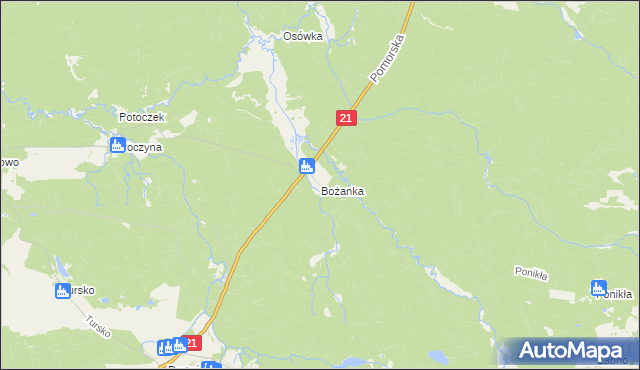 mapa Bożanka, Bożanka na mapie Targeo