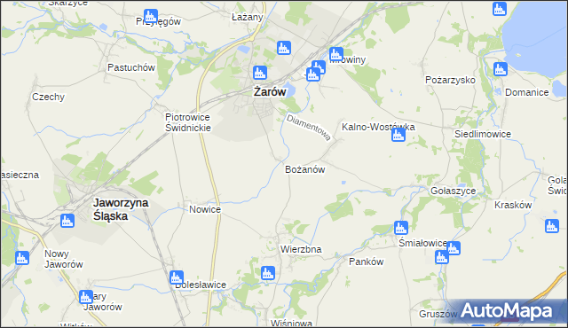 mapa Bożanów, Bożanów na mapie Targeo
