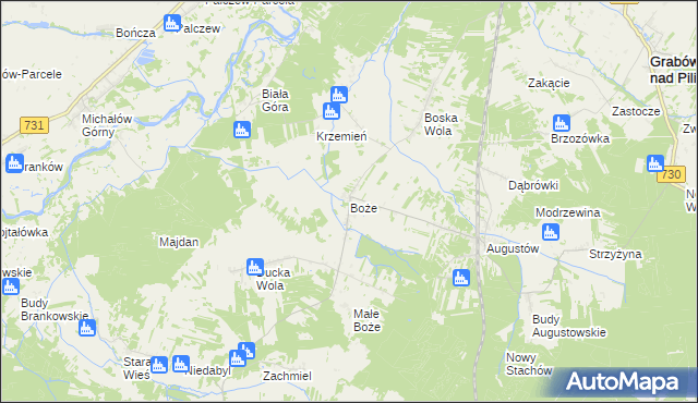 mapa Boże gmina Stromiec, Boże gmina Stromiec na mapie Targeo