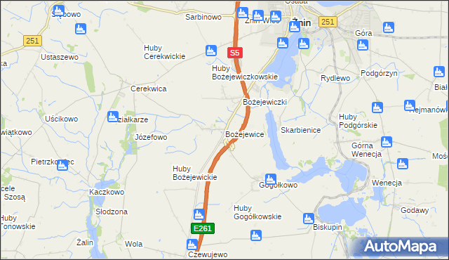 mapa Bożejewice gmina Żnin, Bożejewice gmina Żnin na mapie Targeo