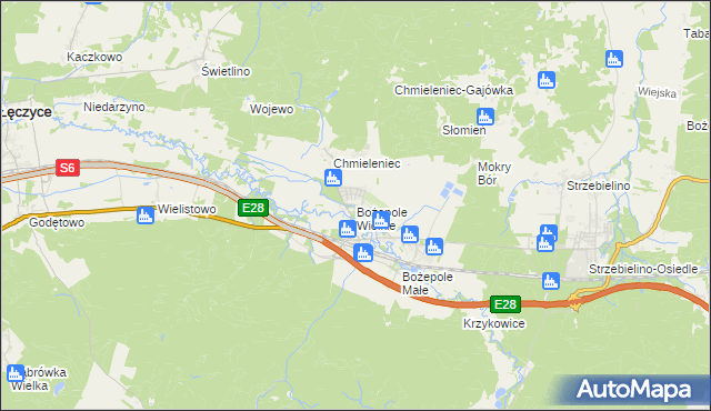 mapa Bożepole Wielkie, Bożepole Wielkie na mapie Targeo