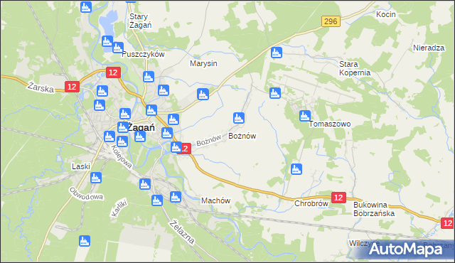 mapa Bożnów, Bożnów na mapie Targeo
