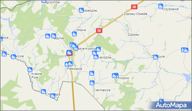 mapa Braciszów, Braciszów na mapie Targeo