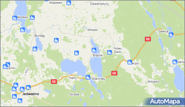 mapa Brajniki, Brajniki na mapie Targeo