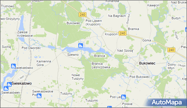 mapa Branica gmina Bukowiec, Branica gmina Bukowiec na mapie Targeo