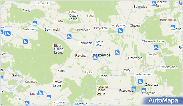 mapa Brąszewice, Brąszewice na mapie Targeo