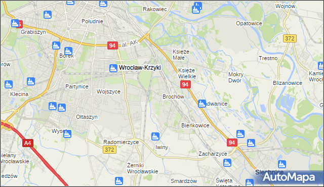 mapa Brochów gmina Wrocław, Brochów gmina Wrocław na mapie Targeo