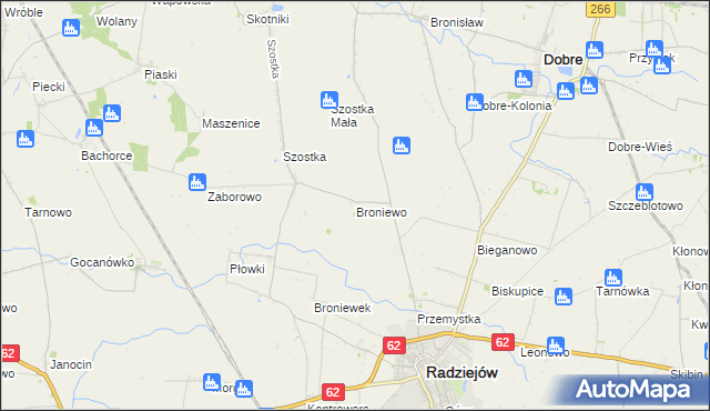 mapa Broniewo gmina Radziejów, Broniewo gmina Radziejów na mapie Targeo