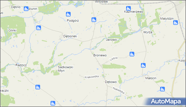 mapa Broniewo gmina Sadki, Broniewo gmina Sadki na mapie Targeo