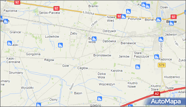 mapa Bronisławów gmina Baranów, Bronisławów gmina Baranów na mapie Targeo