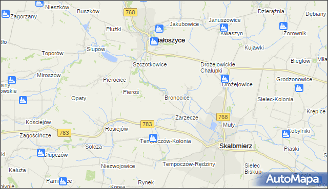 mapa Bronocice, Bronocice na mapie Targeo