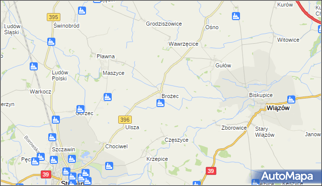 mapa Brożec gmina Strzelin, Brożec gmina Strzelin na mapie Targeo