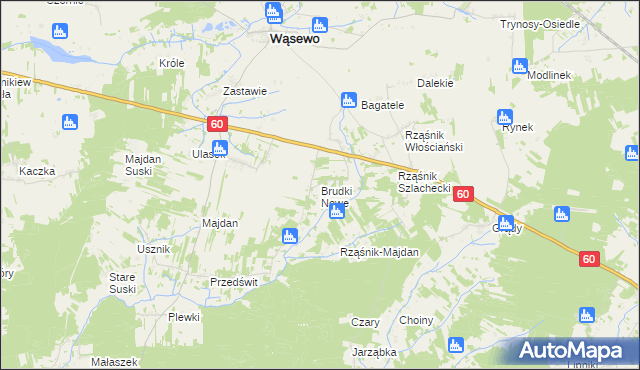 mapa Brudki Nowe, Brudki Nowe na mapie Targeo