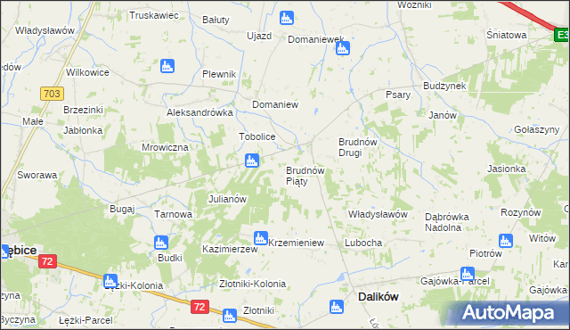 mapa Brudnów Piąty, Brudnów Piąty na mapie Targeo