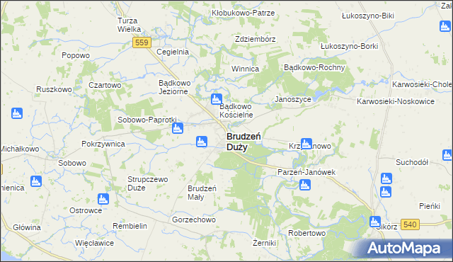 mapa Brudzeń Duży, Brudzeń Duży na mapie Targeo
