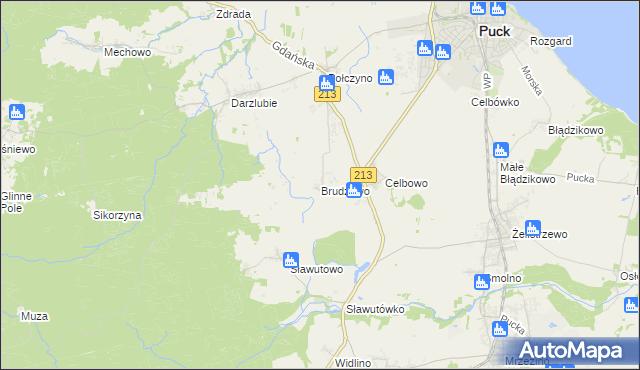 mapa Brudzewo gmina Puck, Brudzewo gmina Puck na mapie Targeo