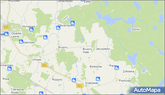 mapa Brusiny Małe, Brusiny Małe na mapie Targeo