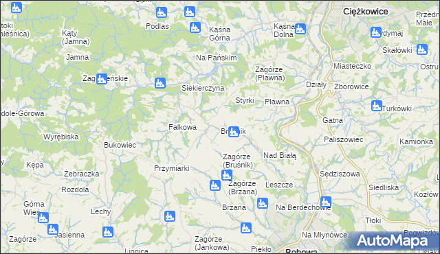 mapa Bruśnik, Bruśnik na mapie Targeo