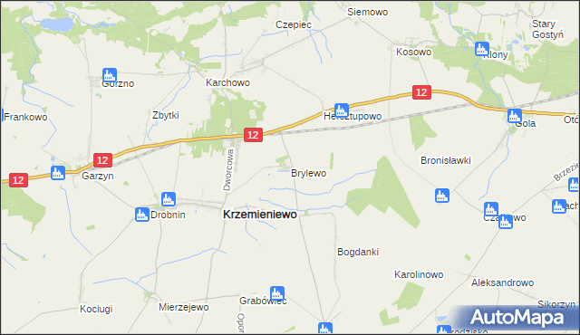 mapa Brylewo gmina Krzemieniewo, Brylewo gmina Krzemieniewo na mapie Targeo