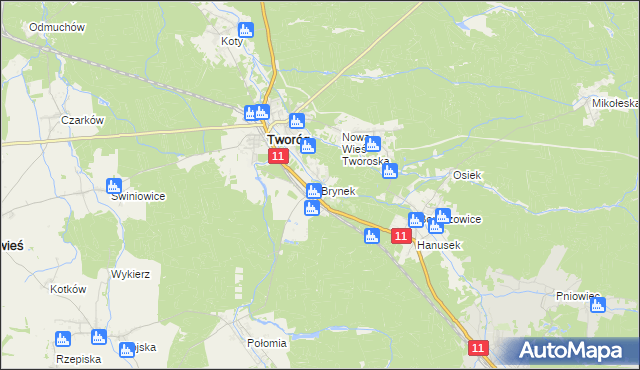 mapa Brynek, Brynek na mapie Targeo