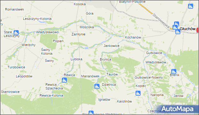 mapa Brynica gmina Jeżów, Brynica gmina Jeżów na mapie Targeo
