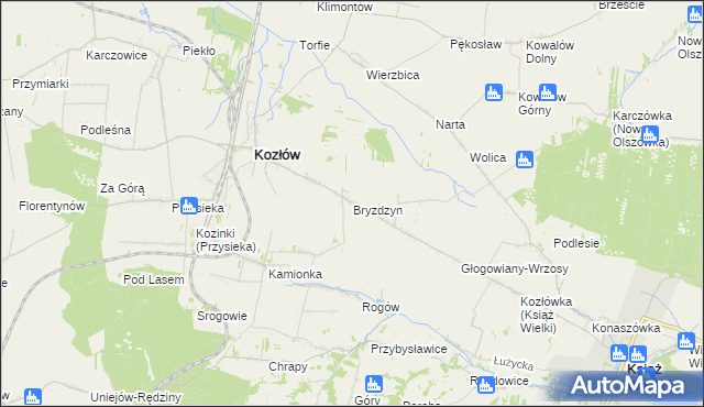 mapa Bryzdzyn, Bryzdzyn na mapie Targeo