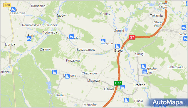 mapa Brzegi Małe, Brzegi Małe na mapie Targeo