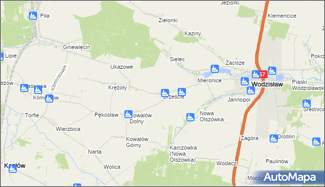 mapa Brzeście gmina Wodzisław, Brzeście gmina Wodzisław na mapie Targeo