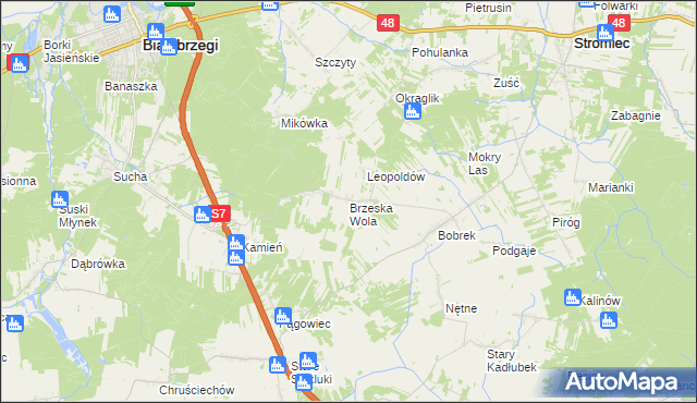 mapa Brzeska Wola, Brzeska Wola na mapie Targeo