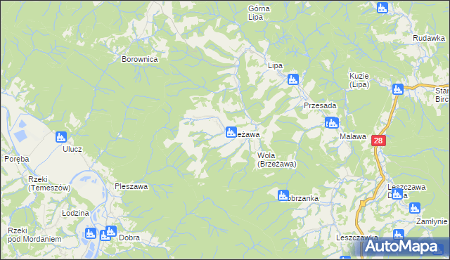 mapa Brzeżawa, Brzeżawa na mapie Targeo