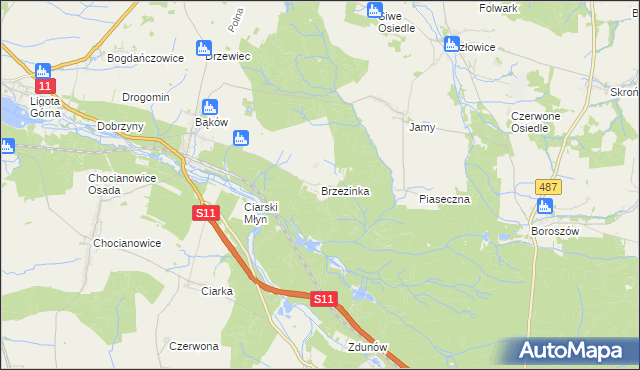 mapa Brzezinka gmina Kluczbork, Brzezinka gmina Kluczbork na mapie Targeo