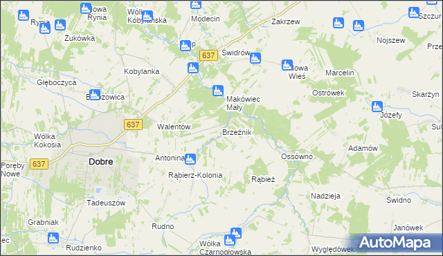 mapa Brzeźnik gmina Wierzbno, Brzeźnik gmina Wierzbno na mapie Targeo