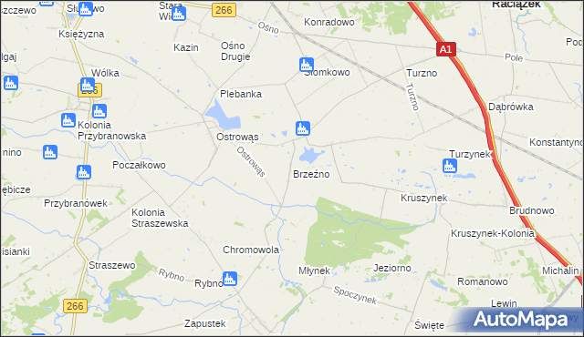 mapa Brzeźno gmina Koneck, Brzeźno gmina Koneck na mapie Targeo