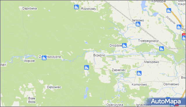 mapa Brzeźno gmina Lipno, Brzeźno gmina Lipno na mapie Targeo