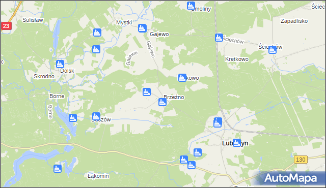 mapa Brzeźno gmina Lubiszyn, Brzeźno gmina Lubiszyn na mapie Targeo