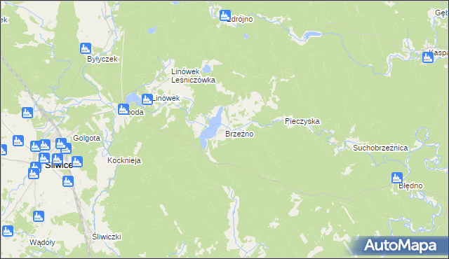 mapa Brzeźno gmina Śliwice, Brzeźno gmina Śliwice na mapie Targeo