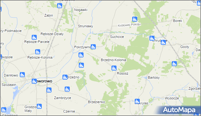 mapa Brzeźno-Kolonia, Brzeźno-Kolonia na mapie Targeo