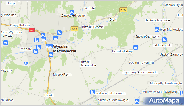 mapa Brzóski Stare, Brzóski Stare na mapie Targeo