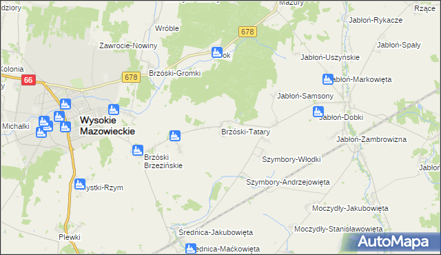 mapa Brzóski-Tatary, Brzóski-Tatary na mapie Targeo