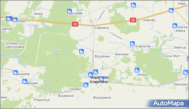 mapa Brzostowo gmina Miasteczko Krajeńskie, Brzostowo gmina Miasteczko Krajeńskie na mapie Targeo