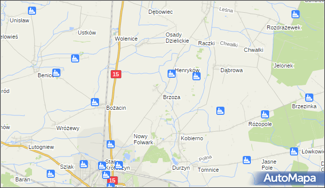 mapa Brzoza gmina Krotoszyn, Brzoza gmina Krotoszyn na mapie Targeo