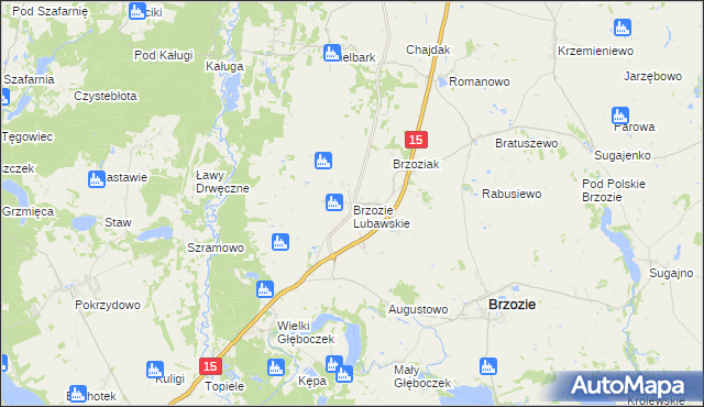 mapa Brzozie Lubawskie, Brzozie Lubawskie na mapie Targeo