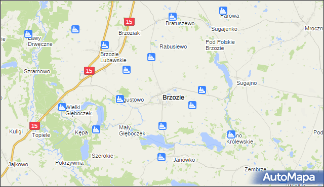 mapa Brzozie powiat brodnicki, Brzozie powiat brodnicki na mapie Targeo