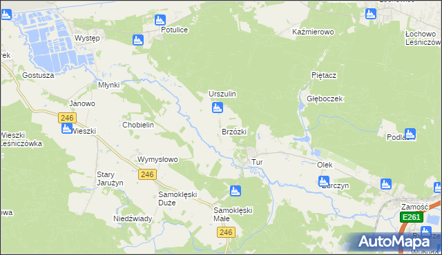 mapa Brzózki gmina Szubin, Brzózki gmina Szubin na mapie Targeo