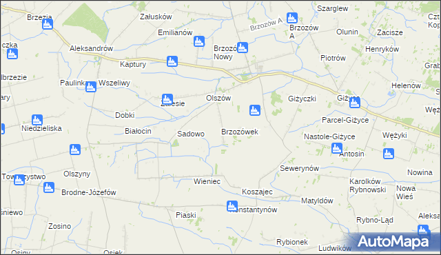 mapa Brzozówek, Brzozówek na mapie Targeo